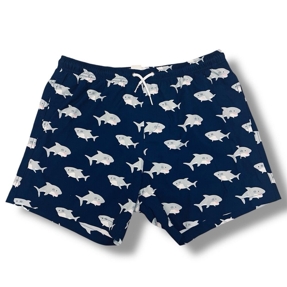 Bermies Men's Swim Trunks Classic Med 5” Sharks‎